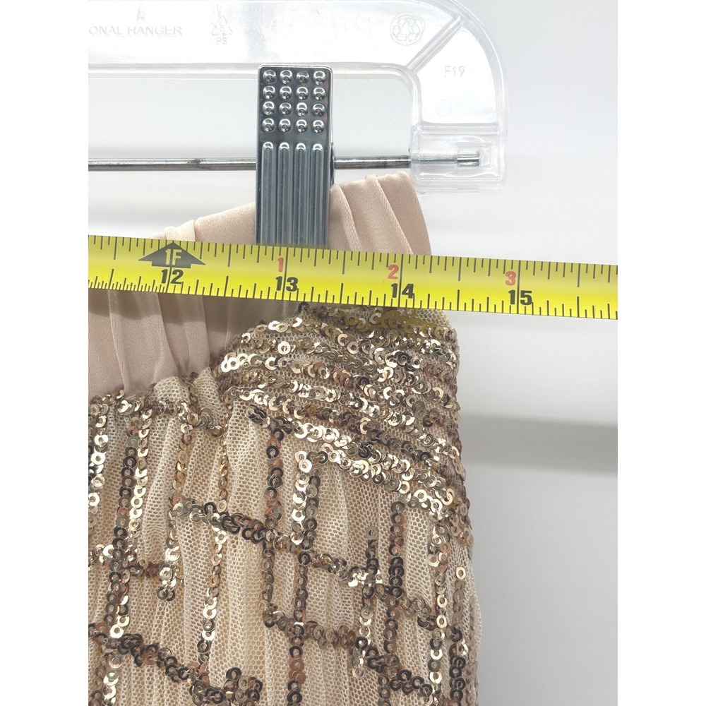 New Free People En Saison Midi Skirt Romi Sequin Gold‎ Flowy Boho Glam Medium - Picture 6 of 12